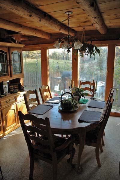 The rustic plank ceilings are charming, but they make rooms dark.